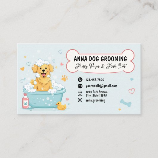 Dog grooming Boutique Pet Cute Puppy script 名刺 (正面)