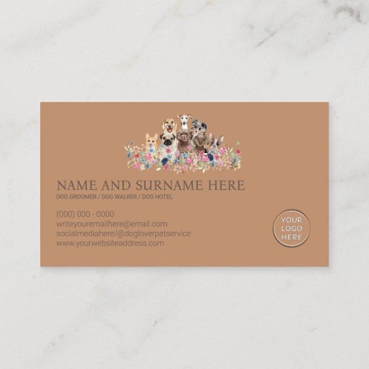 Dog Grooming Care QR Code | Pet Sitter Logo Photo 名刺 (裏面)