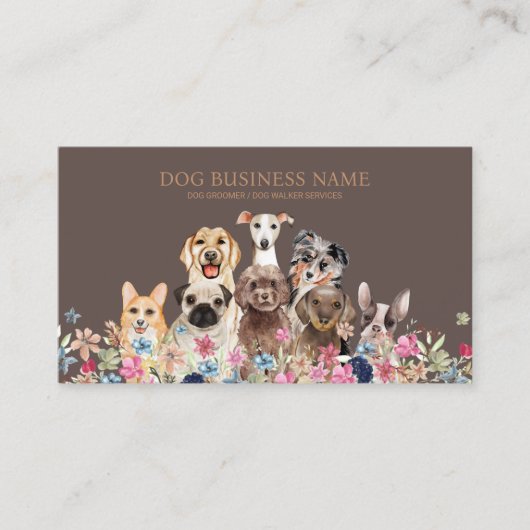 Dog Grooming Care QR Code | Pet Sitter Logo Photo 名刺 (正面)