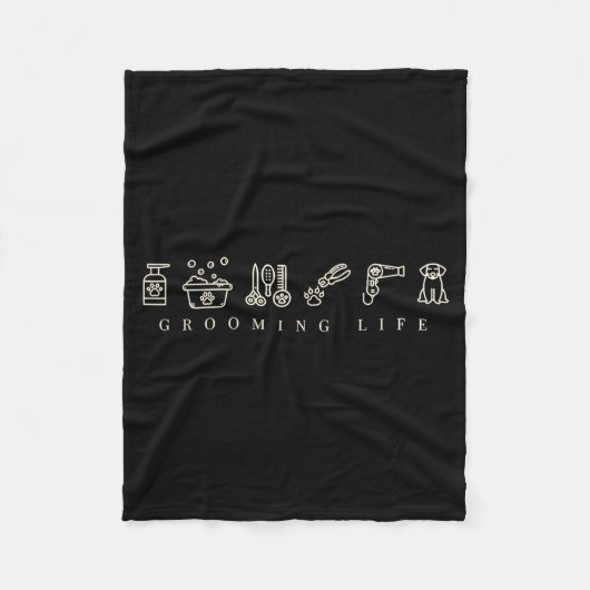 Dog Grooming Dog Groomer Life Work Pet Groomer Ico フリースブランケット (正面)