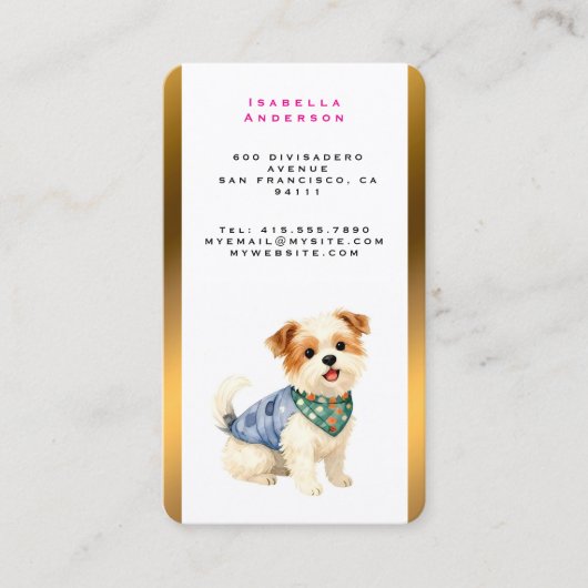 Dog Grooming Personalized Gold Elegant Collection 名刺 (正面)