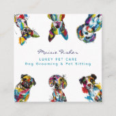Dog Grooming QR Code & Loyalty Business Card スクエア名刺 (正面)