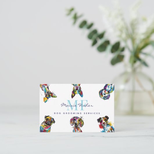 Dog Grooming QR Code & Loyalty Reward Business 名刺 (スタンド正面)