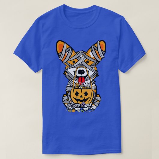 Dog Halloween Costume Welsh Corgi Mummy Pumpkin Co Tシャツ (デザイン正面)