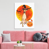 Dog Halloween Italian Greyhound Jack O Lantern キャンバスプリント (インサイチュ (リビング))