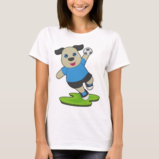 Dog Handball player Handball Sports Tシャツ (正面)