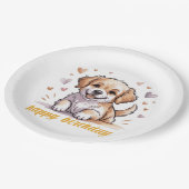 dog happay birthady ペーパープレート (アングル)