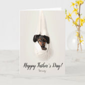 Dog Happy Father's Dayカスタム写真 カード (黄色い花)