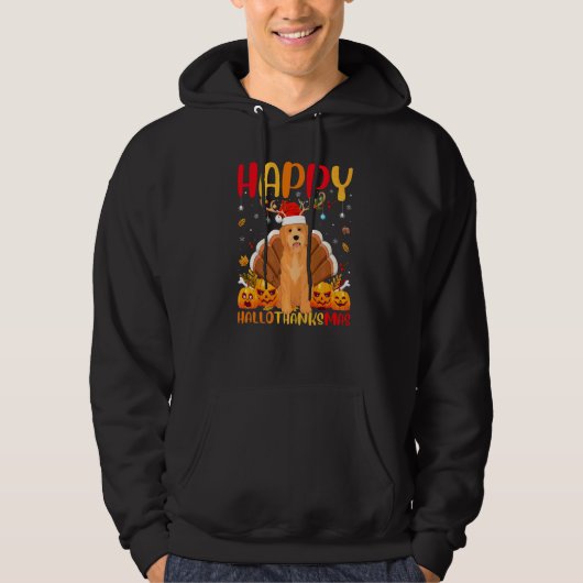 Dog  Happy Goldendoodle Dog Hellothanksmas パーカ (正面)