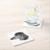 Dog Head Coaster – Detailed Black & White Portrait スクエアペーパーコースター (インサイチュ)