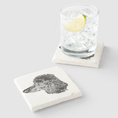 Dog Head Coaster – Detailed Black & White Portrait ストーンコースター (横)