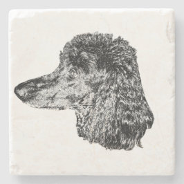 Dog Head Coaster – Detailed Black & White Portrait ストーンコースター