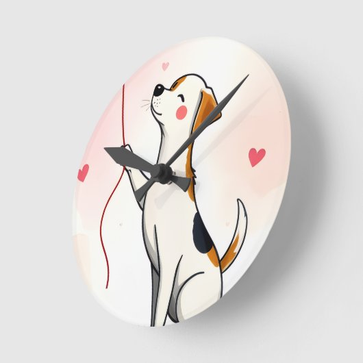 Dog Hearts Clock ラウンド壁時計 (傾斜)