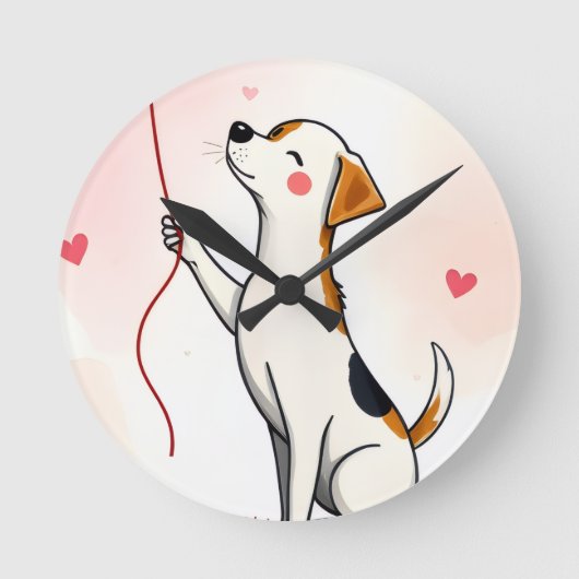 Dog Hearts Clock ラウンド壁時計 (正面)