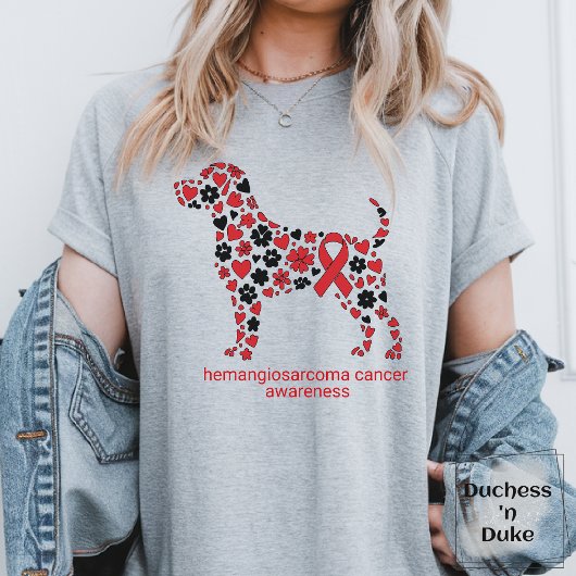 Dog Hemangiosarcoma Awareness Red Ribbon Tシャツ