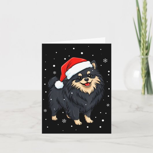 Dog Holiday Meranian Dog Santa Illustration - Fluf カード (正面)
