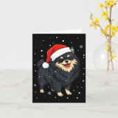 Dog Holiday Meranian Dog Santa Illustration - Fluf カード (黄色い花)