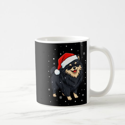 Dog Holiday Meranian Dog Santa Illustration - Fluf コーヒーマグカップ (右)