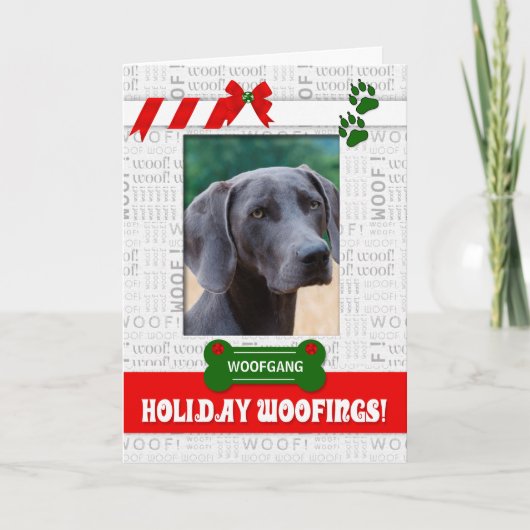 Dog Holiday Woofings Pet's Photo Verticalから シーズンカード (正面)