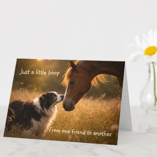 Dog & Horse Friends Boop Warm Wishes Greeting Card カード