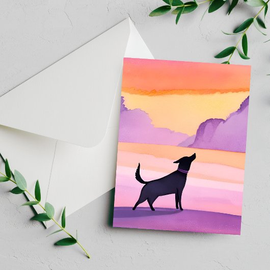 Dog Howl | Black Dog Watercolor Silhouette Card