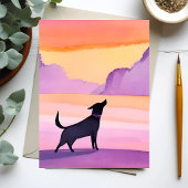 Dog Howl | Black Dog Watercolor Silhouette Card