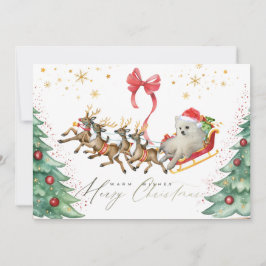Dog in a Sleigh Christmas Card (Flat) サンキューカード
