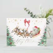 Dog in a Sleigh Christmas Card (Flat) サンキューカード (スタンド正面)