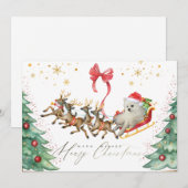 Dog in a Sleigh Christmas Card (Flat) サンキューカード (正面/裏面)