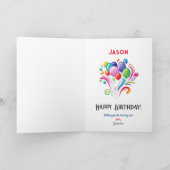 Dog in Birthday Party Hat Personalize Name カード (内部)