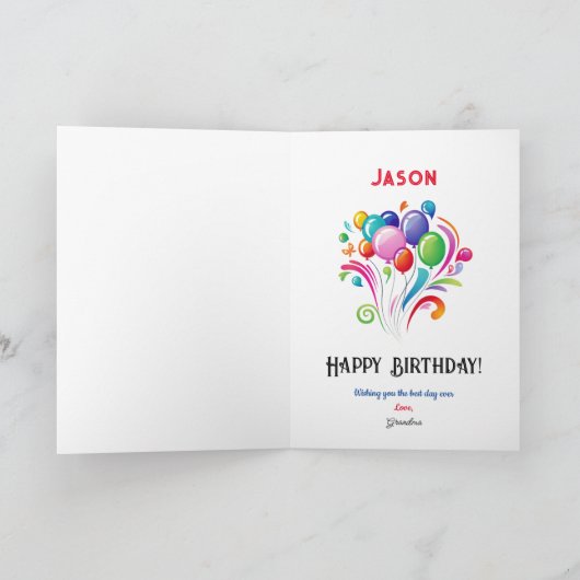 Dog in Birthday Party Hat Personalize Name カード (内部)