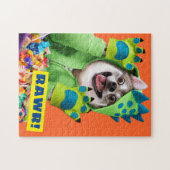 Dog in Dinosaur Costume ジグソーパズル (横)