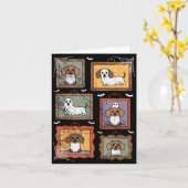 Dog In Ghost Costume Funny Halloween Puppy Lover  カード (黄色い花)