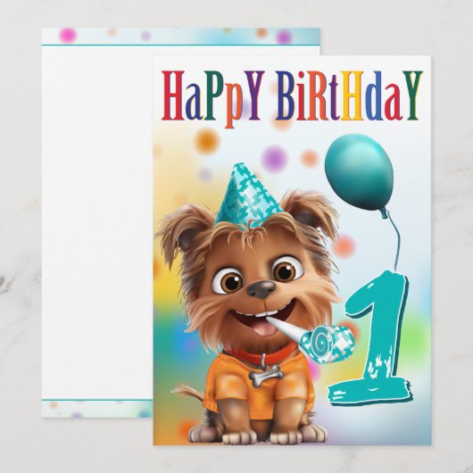 Dog in Party Hat Birthday (正面/裏面)