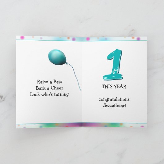 Dog in Party Hat Birthday カード (内部)