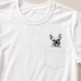 Dog In Pocket | オリジナルペット写真 モノクロ Tシャツ