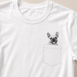 Dog In Pocket | オリジナルペット写真 モノクロ Tシャツ
