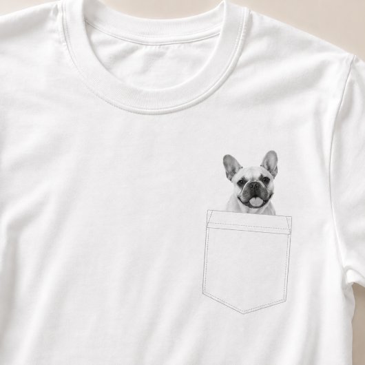 Dog In Pocket | オリジナルペット写真 モノクロ Tシャツ