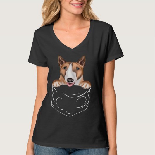 Dog In Pocket Bull Terrier  Dog Tシャツ (正面)