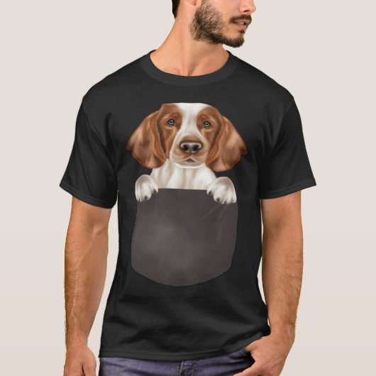 Dog In Pocket Dog Welsh Springer Spaniel Tシャツ (正面)