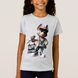  Dog in Sneakers and a Jacket, Happy Birthday, by  Tシャツ