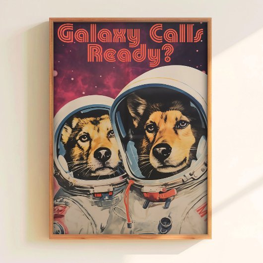 Dog in Space Print Soviet Space Poster Belka ポスター