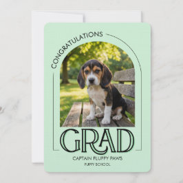 Dog Kindergarten Pet Photo Mint Green Graduation 案内状
