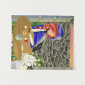 Dog & Lady in Cafe at Sunset "Forever Love" タペストリー (正面(横))