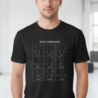 Dog Language Body Tone Chart Minimalist Line Art Tシャツ