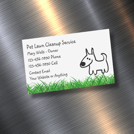 Dog Lawn Cleanup Simple Business Card Magnets マグネット名刺