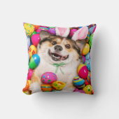 Dog Laying on Easter Eggs クッション (正面)