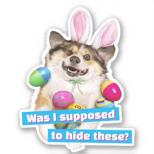Dog Laying on Easter Eggs シール (正面)