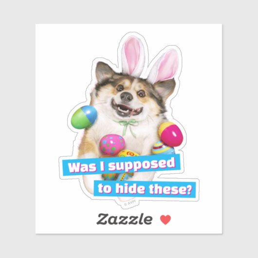 Dog Laying on Easter Eggs シール (シート)