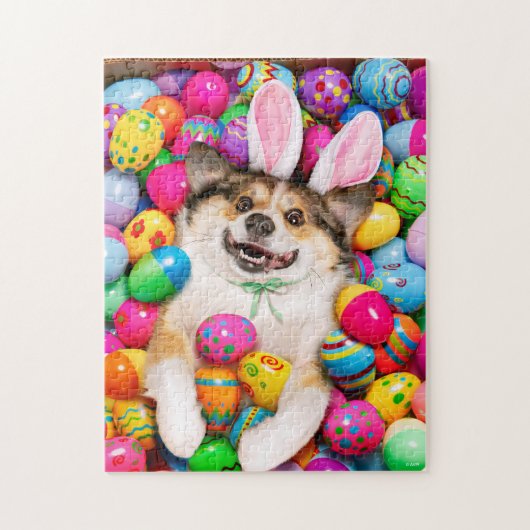 Dog Laying on Easter Eggs ジグソーパズル (縦)
